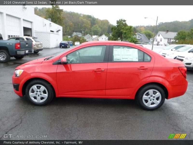 Red Hot / Jet Black/Dark Titanium 2016 Chevrolet Sonic LS Sedan