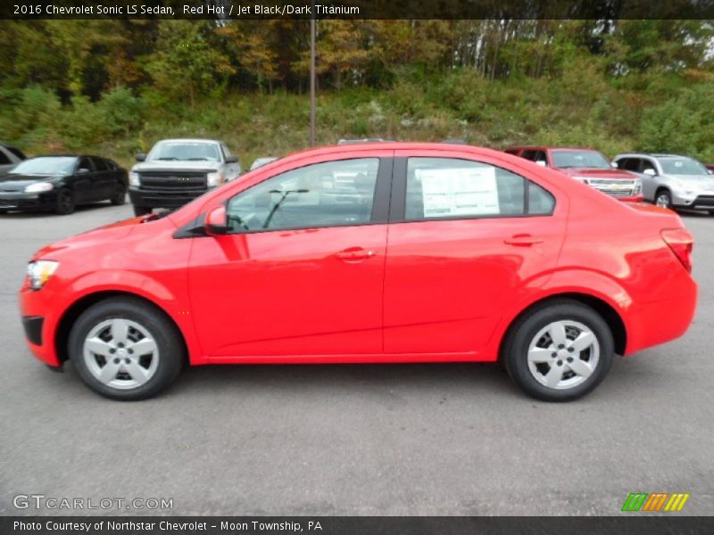 Red Hot / Jet Black/Dark Titanium 2016 Chevrolet Sonic LS Sedan