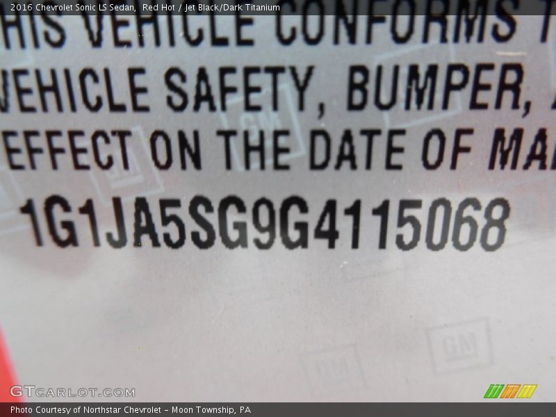 Red Hot / Jet Black/Dark Titanium 2016 Chevrolet Sonic LS Sedan