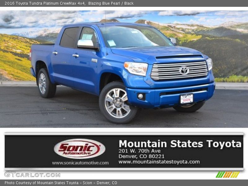 Blazing Blue Pearl / Black 2016 Toyota Tundra Platinum CrewMax 4x4