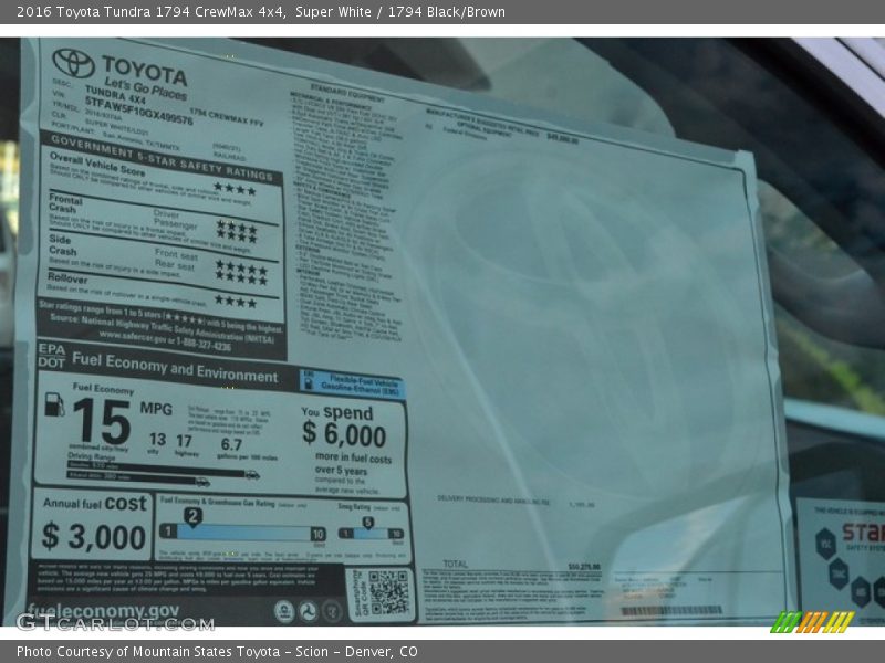 Super White / 1794 Black/Brown 2016 Toyota Tundra 1794 CrewMax 4x4