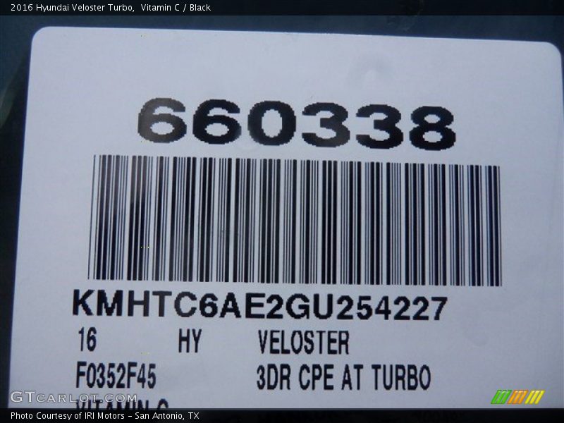 Vitamin C / Black 2016 Hyundai Veloster Turbo