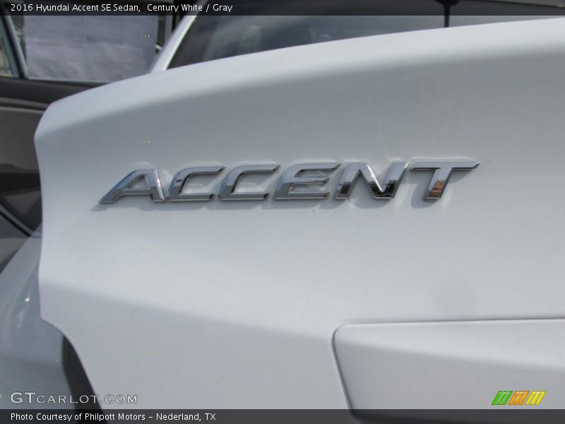 Century White / Gray 2016 Hyundai Accent SE Sedan