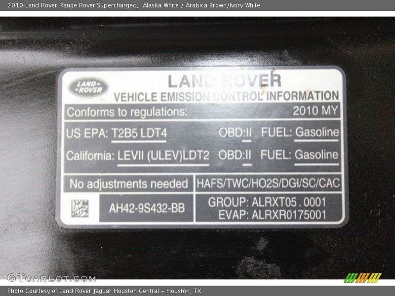 Alaska White / Arabica Brown/Ivory White 2010 Land Rover Range Rover Supercharged