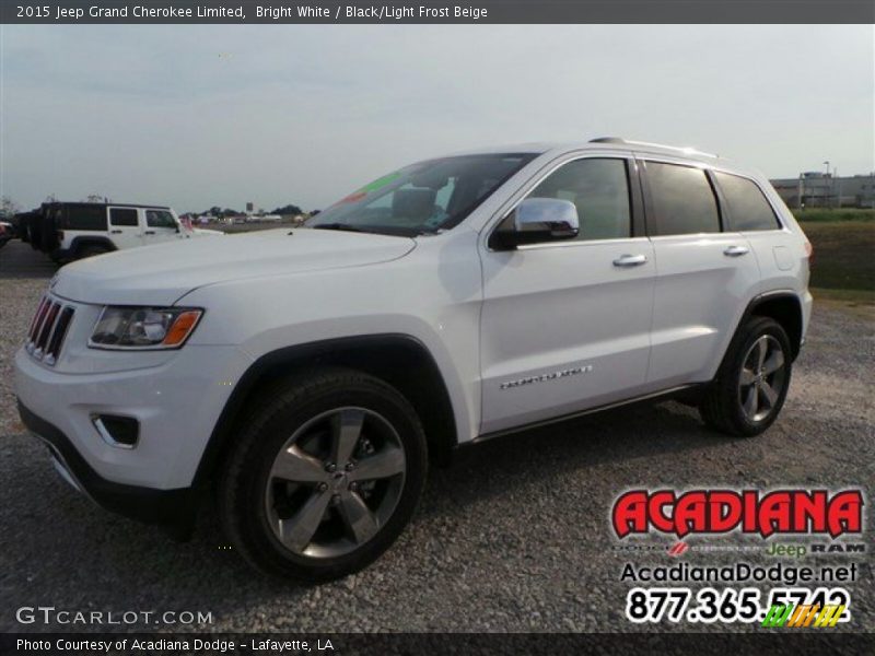 Bright White / Black/Light Frost Beige 2015 Jeep Grand Cherokee Limited