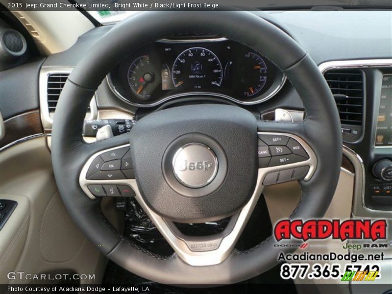 Bright White / Black/Light Frost Beige 2015 Jeep Grand Cherokee Limited