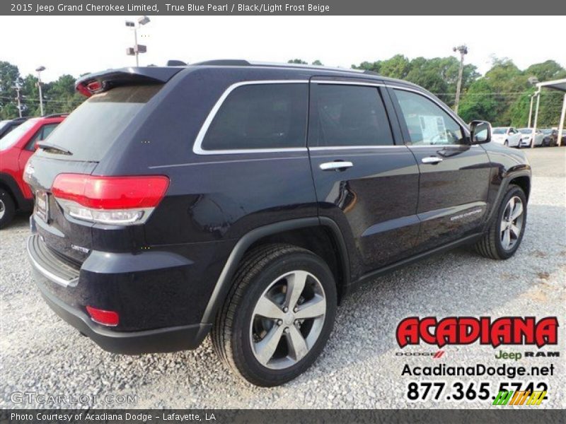 True Blue Pearl / Black/Light Frost Beige 2015 Jeep Grand Cherokee Limited