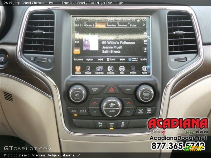True Blue Pearl / Black/Light Frost Beige 2015 Jeep Grand Cherokee Limited