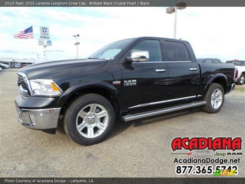 Brilliant Black Crystal Pearl / Black 2016 Ram 1500 Laramie Longhorn Crew Cab