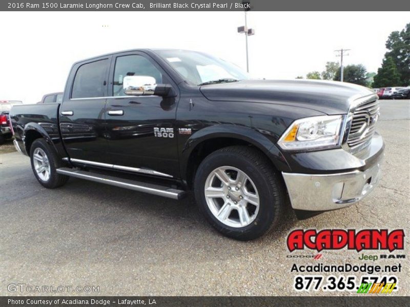 Brilliant Black Crystal Pearl / Black 2016 Ram 1500 Laramie Longhorn Crew Cab