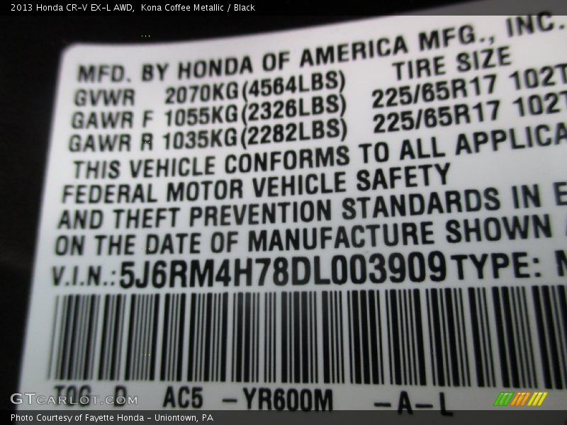 Kona Coffee Metallic / Black 2013 Honda CR-V EX-L AWD