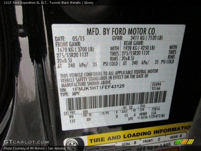 Tuxedo Black Metallic / Ebony 2015 Ford Expedition EL XLT