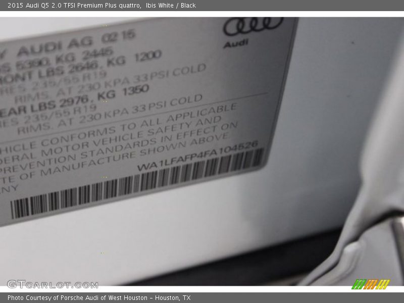 Ibis White / Black 2015 Audi Q5 2.0 TFSI Premium Plus quattro