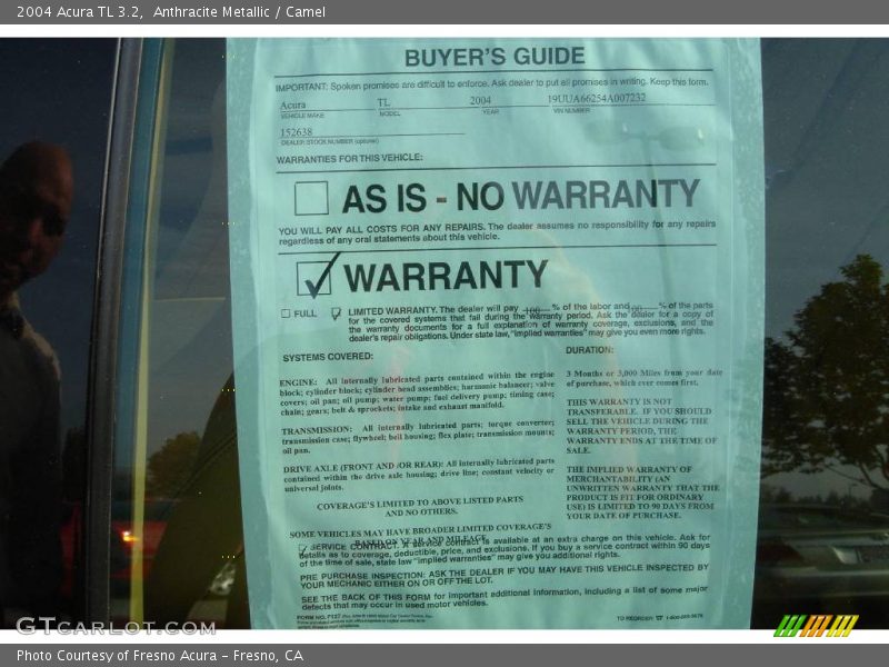 Anthracite Metallic / Camel 2004 Acura TL 3.2