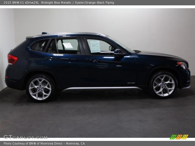 Midnight Blue Metallic / Oyster/Orange-Black Piping 2015 BMW X1 sDrive28i