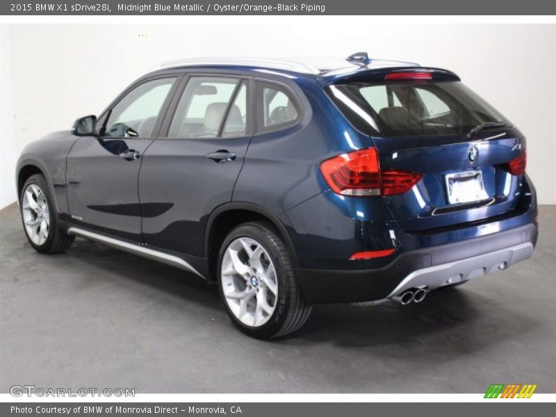 Midnight Blue Metallic / Oyster/Orange-Black Piping 2015 BMW X1 sDrive28i