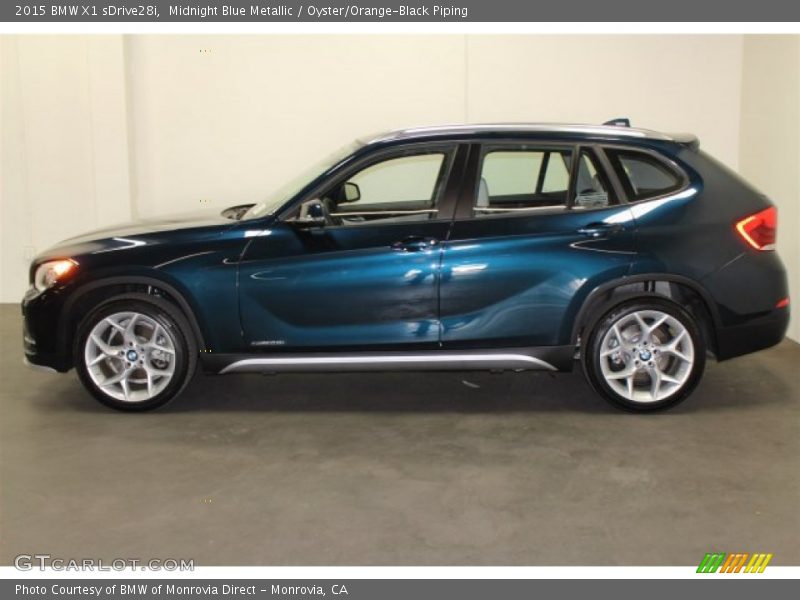 Midnight Blue Metallic / Oyster/Orange-Black Piping 2015 BMW X1 sDrive28i