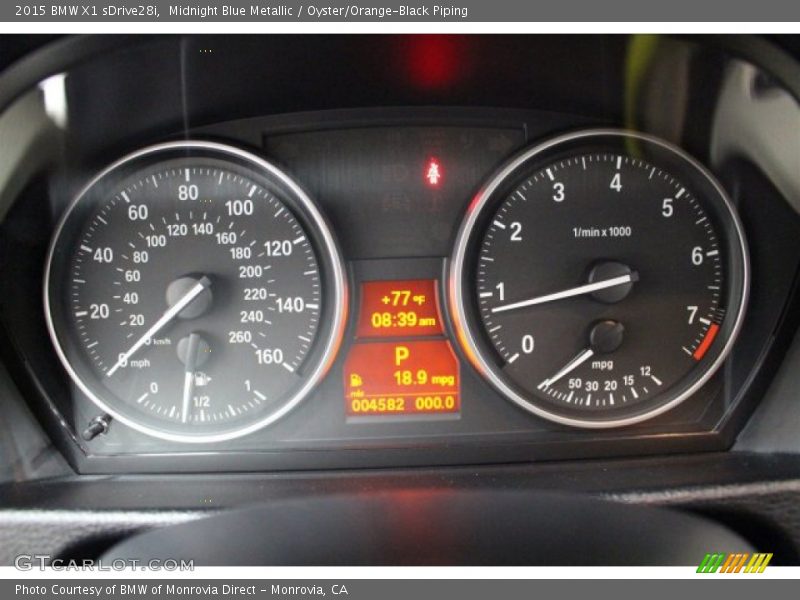 Midnight Blue Metallic / Oyster/Orange-Black Piping 2015 BMW X1 sDrive28i
