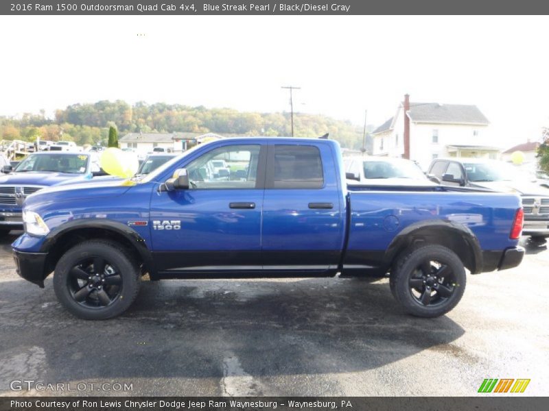 Blue Streak Pearl / Black/Diesel Gray 2016 Ram 1500 Outdoorsman Quad Cab 4x4