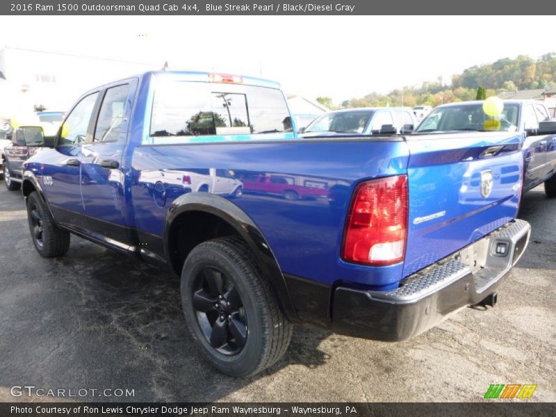 Blue Streak Pearl / Black/Diesel Gray 2016 Ram 1500 Outdoorsman Quad Cab 4x4