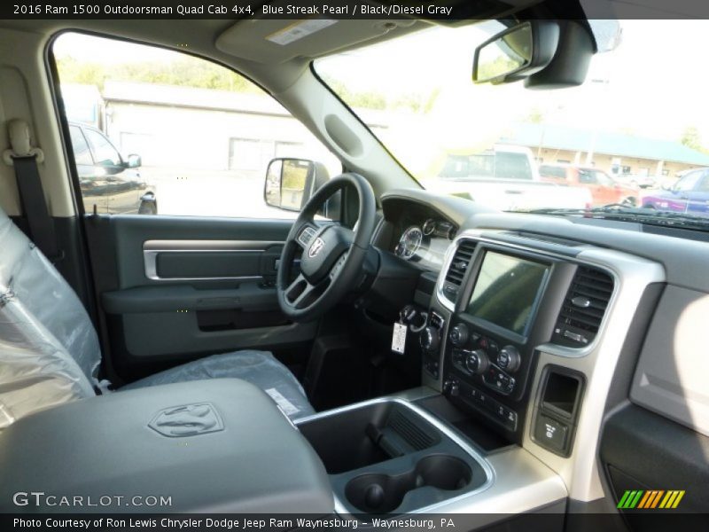 Blue Streak Pearl / Black/Diesel Gray 2016 Ram 1500 Outdoorsman Quad Cab 4x4