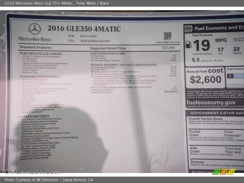 Polar White / Black 2016 Mercedes-Benz GLE 350 4Matic