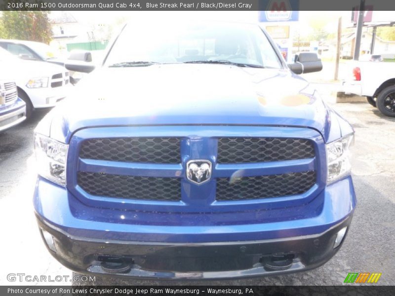 Blue Streak Pearl / Black/Diesel Gray 2016 Ram 1500 Outdoorsman Quad Cab 4x4