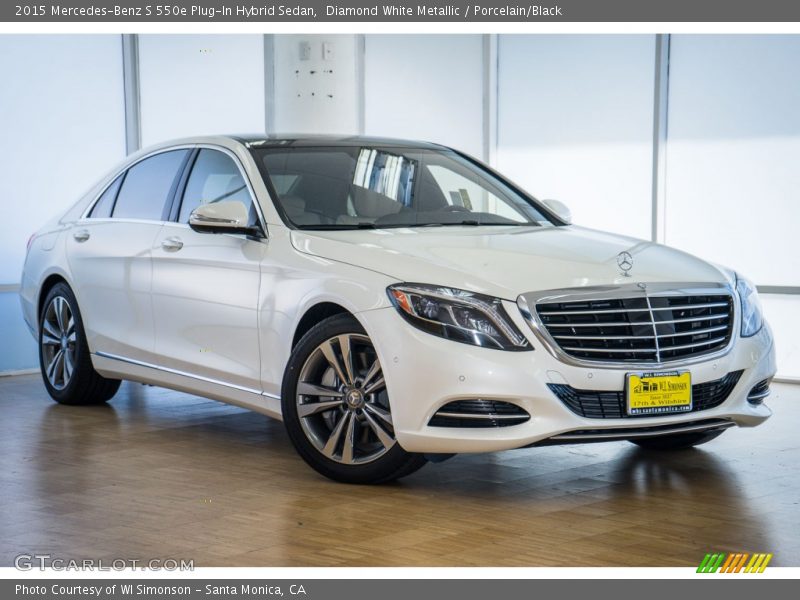 Diamond White Metallic / Porcelain/Black 2015 Mercedes-Benz S 550e Plug-In Hybrid Sedan