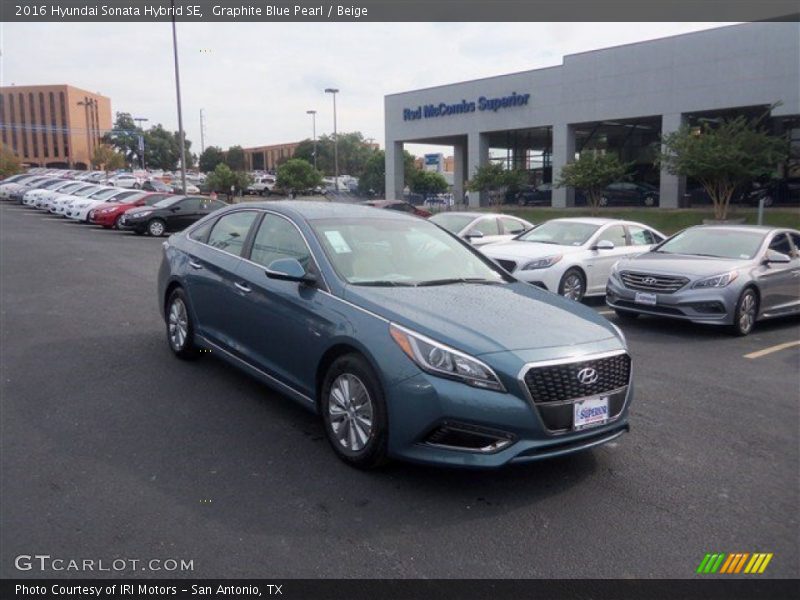 Graphite Blue Pearl / Beige 2016 Hyundai Sonata Hybrid SE