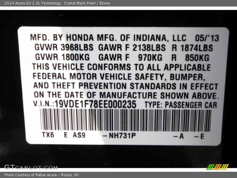 Crystal Black Pearl / Ebony 2014 Acura ILX 2.0L Technology