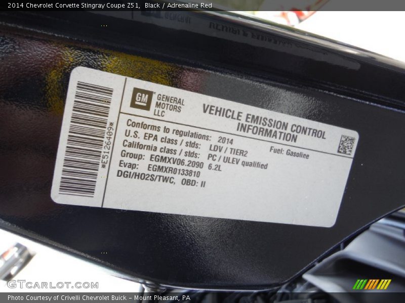 Black / Adrenaline Red 2014 Chevrolet Corvette Stingray Coupe Z51