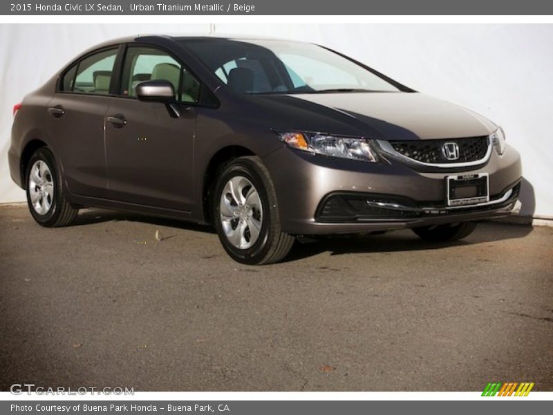 Urban Titanium Metallic / Beige 2015 Honda Civic LX Sedan