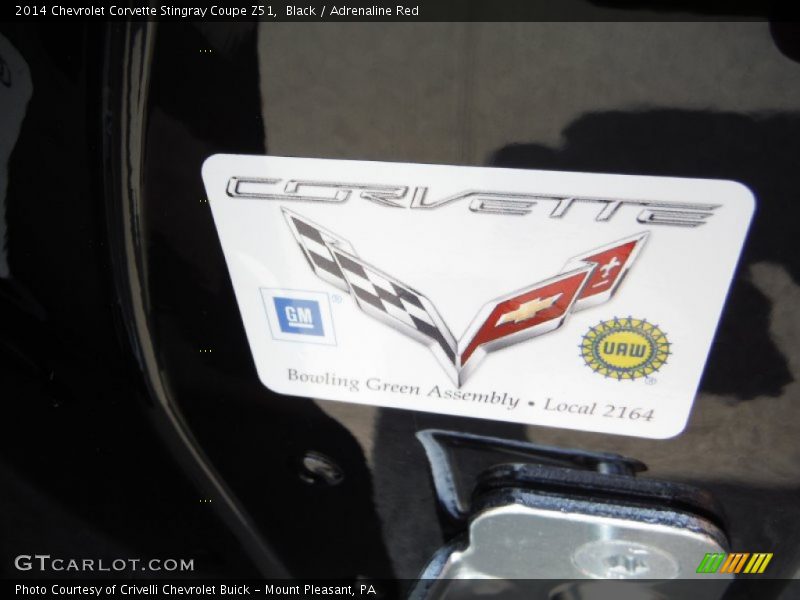 Info Tag of 2014 Corvette Stingray Coupe Z51