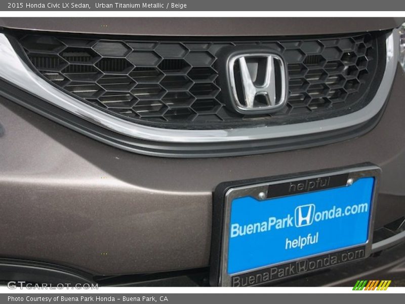 Urban Titanium Metallic / Beige 2015 Honda Civic LX Sedan