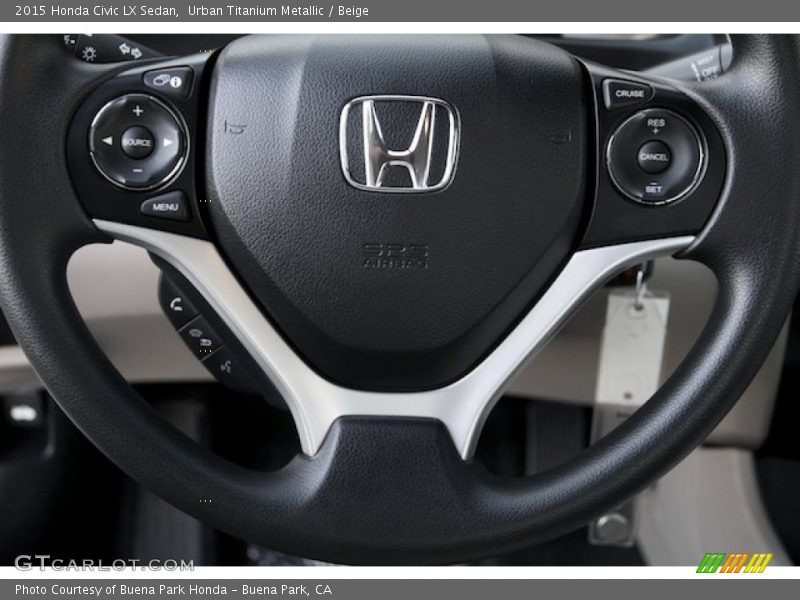 Urban Titanium Metallic / Beige 2015 Honda Civic LX Sedan