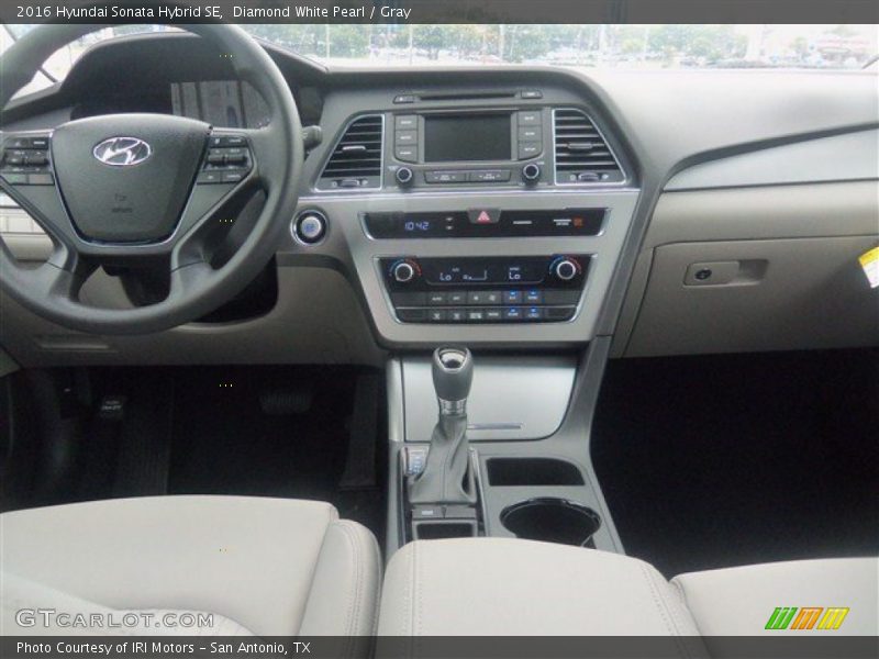 Diamond White Pearl / Gray 2016 Hyundai Sonata Hybrid SE