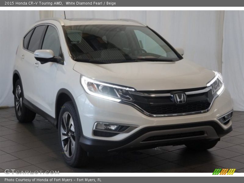 White Diamond Pearl / Beige 2015 Honda CR-V Touring AWD