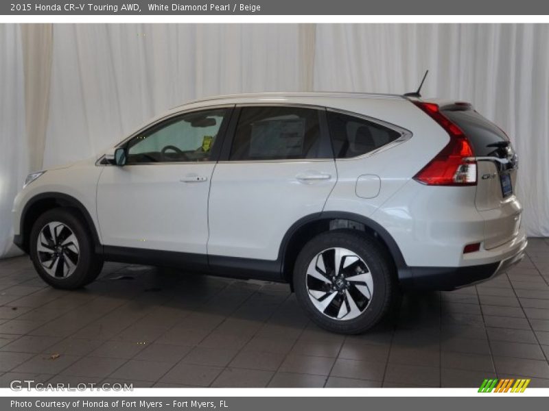 White Diamond Pearl / Beige 2015 Honda CR-V Touring AWD