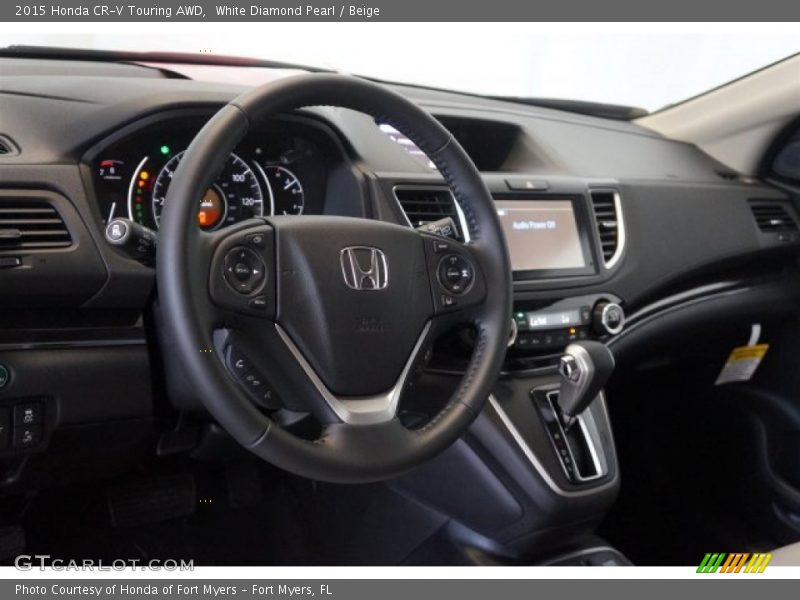 White Diamond Pearl / Beige 2015 Honda CR-V Touring AWD