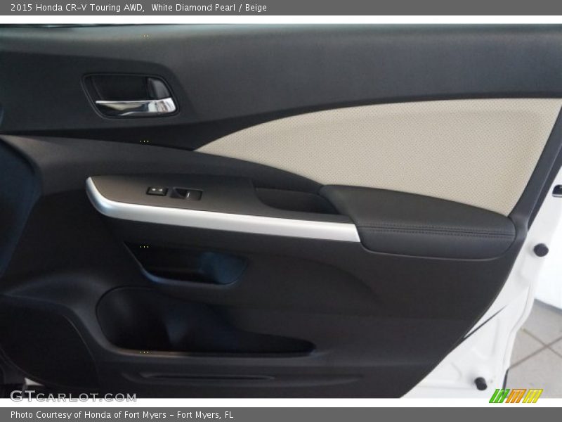 White Diamond Pearl / Beige 2015 Honda CR-V Touring AWD