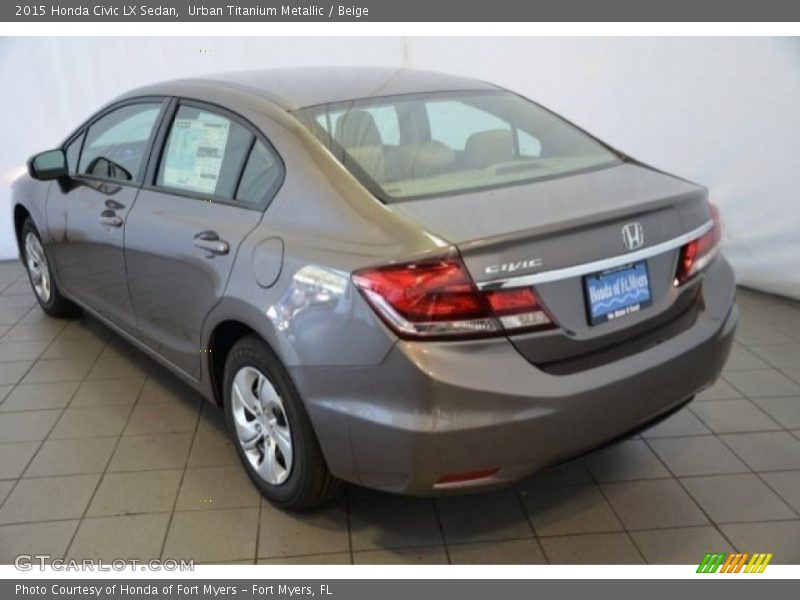 Urban Titanium Metallic / Beige 2015 Honda Civic LX Sedan