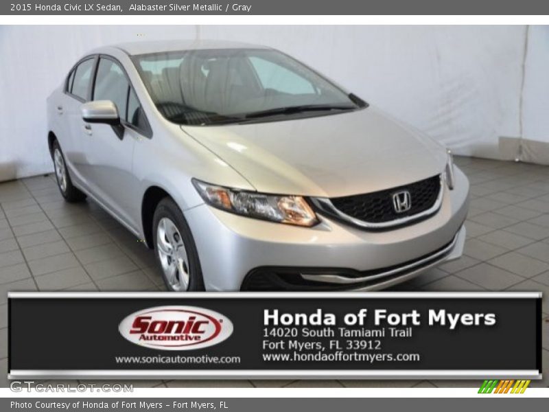 Alabaster Silver Metallic / Gray 2015 Honda Civic LX Sedan