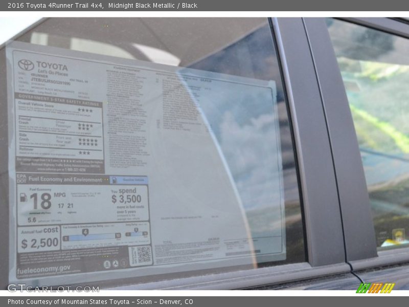 Midnight Black Metallic / Black 2016 Toyota 4Runner Trail 4x4