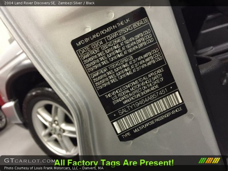 Zambezi Silver / Black 2004 Land Rover Discovery SE
