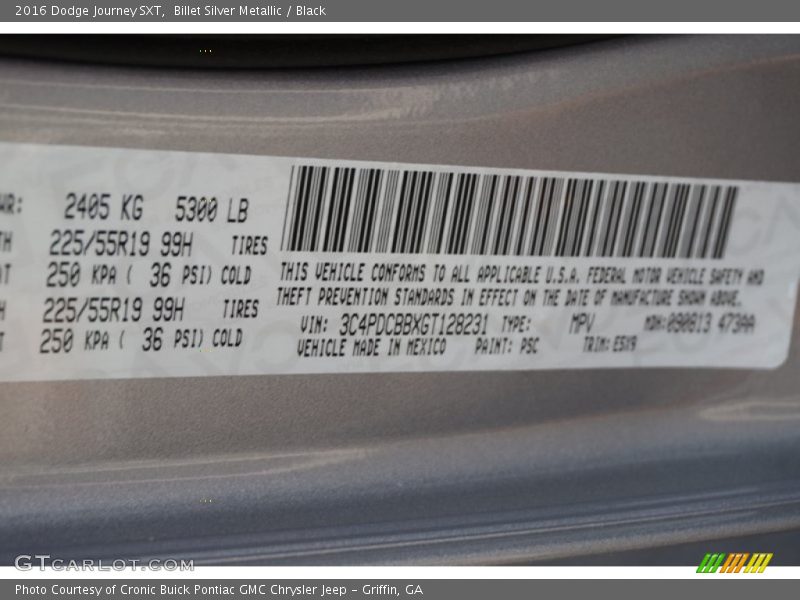 Billet Silver Metallic / Black 2016 Dodge Journey SXT