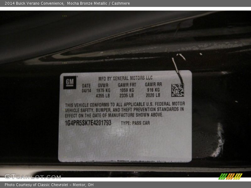 Mocha Bronze Metallic / Cashmere 2014 Buick Verano Convenience