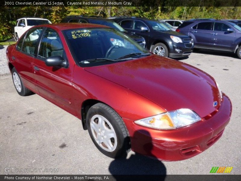 Cayenne Red Metallic / Medium Gray 2001 Chevrolet Cavalier LS Sedan
