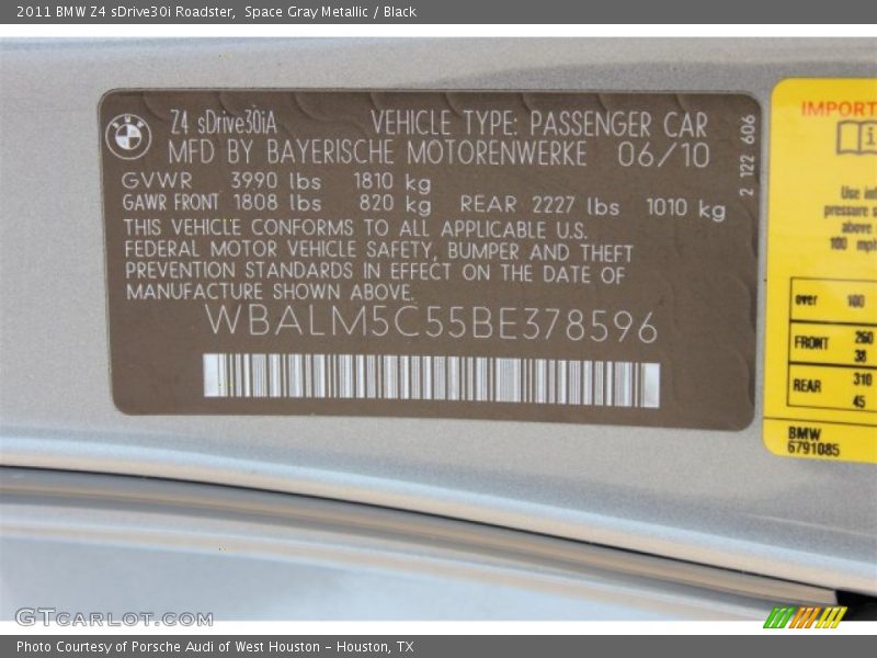 Space Gray Metallic / Black 2011 BMW Z4 sDrive30i Roadster