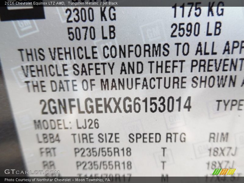 Tungsten Metallic / Jet Black 2016 Chevrolet Equinox LTZ AWD