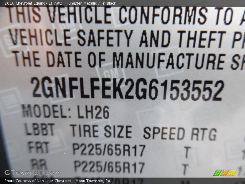 Tungsten Metallic / Jet Black 2016 Chevrolet Equinox LT AWD